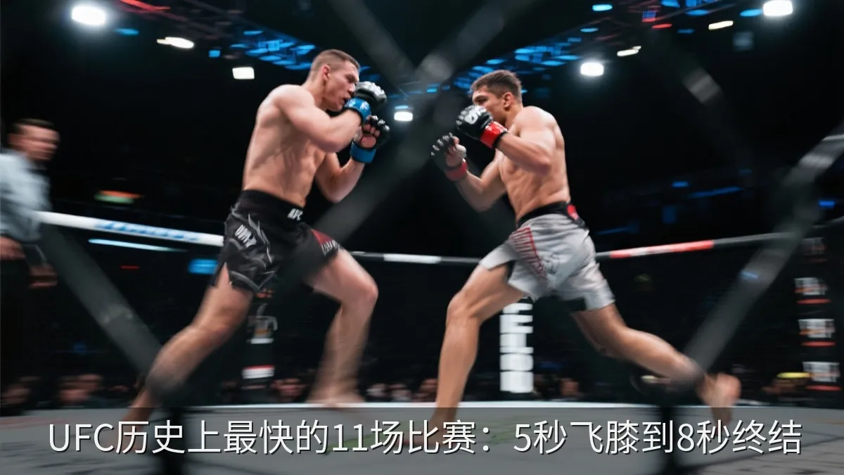 综合格斗比赛开场瞬间的高速冲刺与腾空膝击动作